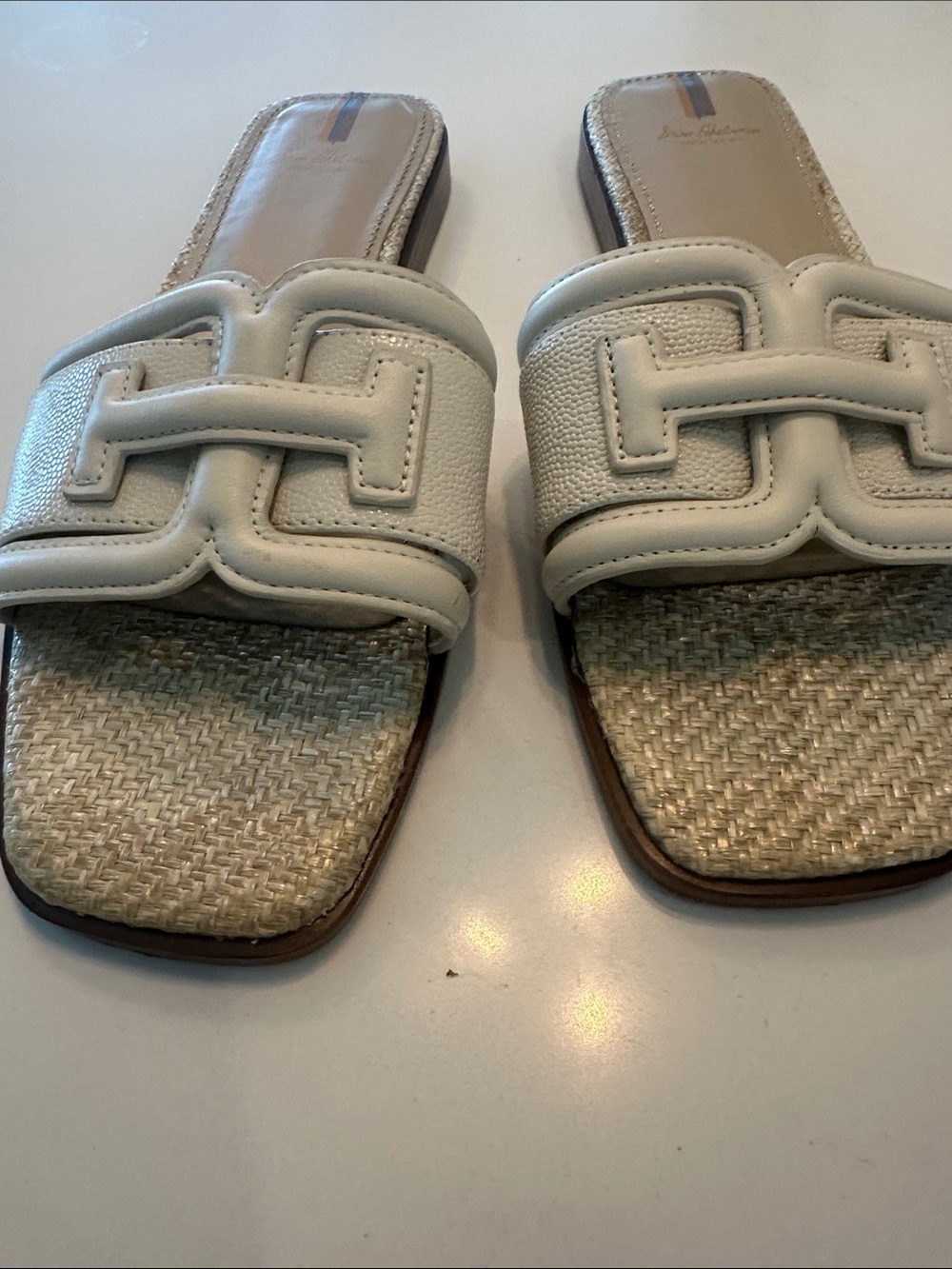 Sam Edelman cream Leather Slide Mules with Woven Insole - Picture 4 of 8